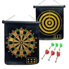 Jogo De Dardo Profissional Magnético com Alvo Dupla Face Dobrável 41x48 com 6 Dardos
