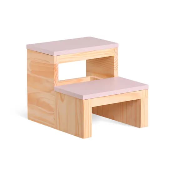 Escada Infantil Madeira Quarto E Banheiro Laqueado Rosa Bebê