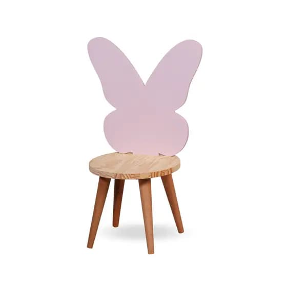 Cadeira Borboleta Infantil Madeira Banqueta Maior Rosa Bebe