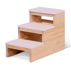 Escada Madeira Quarto E Banheiro Banquinho 3 Andar Rosa Bb