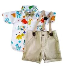 Conjunto Dino Baby roupinha infantil Dinossauro  kit Mesversário Aniversário 4 peças