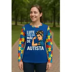 Blusa UV50+ Personalizada DTF Autismo Adulto Unissex – Proteção Solar Personalizada Surf Pisci