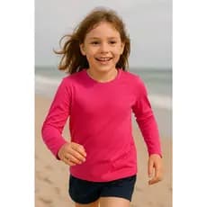 Camiseta UV50+ Criança e Adolescente Lisa Unissex – Moda Praia Proteção Solar