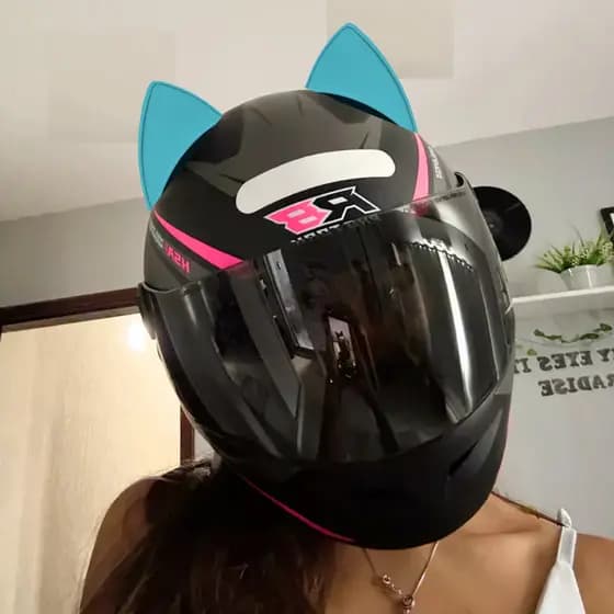 Orelha De Gato Acessório Moto Bike Fixar Capacete Dupla Face Decoração Resistente Orelinha