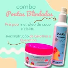 Kit: Pré poo de Mel e óleos e Reconstrução de Gelatina e queratina KIT PONTAS BLINDADAS