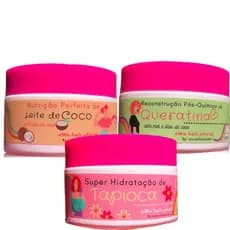 KIT CRONOGRAMA CAPILAR  (tapioca, leite de coco, queratina)