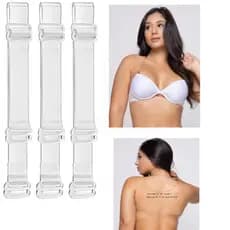 Kit com 2 pares de alças de silicone para sutiã alça transparente removível