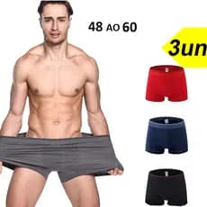 KIT COM 3 cueca box boxer masculina PLUS SIZE extra grande do 48 ao 60