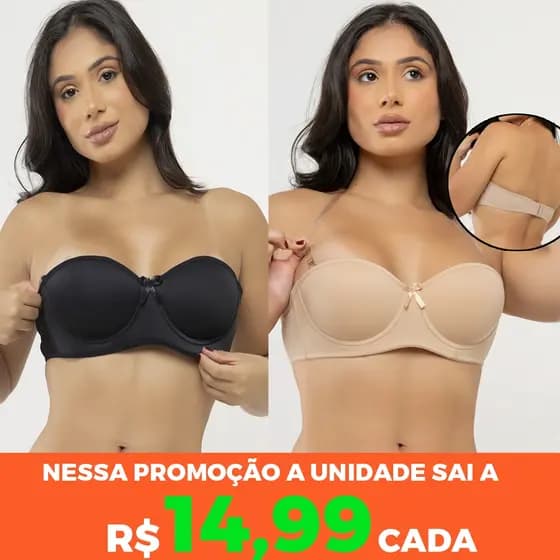 Kit 2 Sutiã Sem Alça Tomara Que Caia Com Bojo Não Marca Alça De Silicone Removível Soutien ZOORE