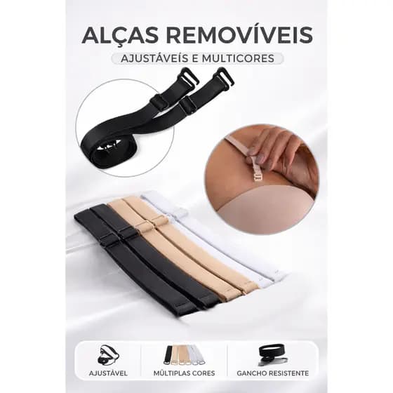 Alça Removível 10mm Ajustável Sutiã com 2 Gancho de Metal Kit C/ 3 Pares de alça