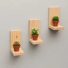 KIT 3 PrateleiraS decorativaS estante suspensa nicho de parede suporte de madeira pinus vasos artificiais tendencia