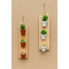 Prateleira decorativa nicho de parede vertical jardim suspenso decoração madeira pinus tendencia