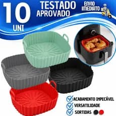 Forma Para Air Fryer Grande de Silicone 21cm com Alças – Menos Sujeira, Mais Praticidade