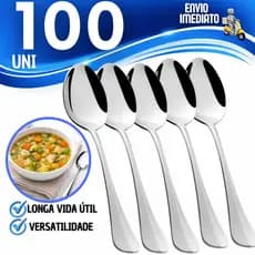Colher de Mesa Aço Inox 18cm Talher Super Resistente Não Enferruja Brilho Premium Cozinha Restaurante