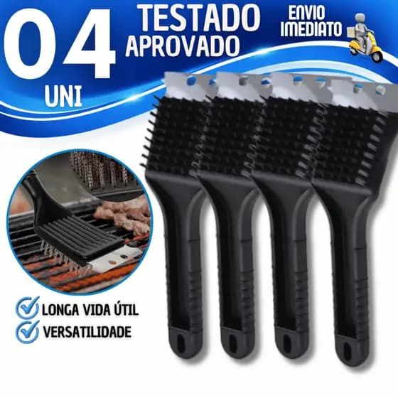 Escova de Limpeza para Churrasqueira Ultra Resistente – Limpa Grelha Sempre Nova! Limpeza Pesada