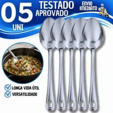 Colher Para Servir Arroz Grande Cabo Longo Aço Inox 25,4CM Para Cozinha Restaurantes Utensílios