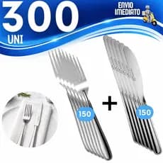 300 / 200 ou 100 Conjunto Talher De Mesa Garfo e Faca Inox