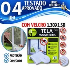 Jogo Tela Mosquiteiro Janela 1,3x1,5m Com Velcro Anti-inseto Mosquito Janela Autocolante Pernilongo