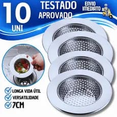 Combo Ralo Ralinho Para Pia Tanques 7cm Com Borda Inox Premium Cozinha Casa Ralinhos Utilidades