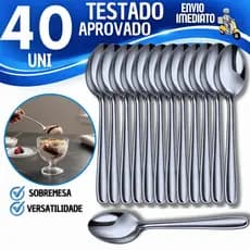 Jogo Colheres de Sobremesa de Inox Uso Diário Cozinha de Casa e Restaurante Buffet Talher Utensílio