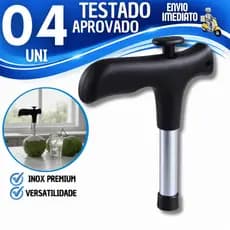 Jogo Furador Abridor de Coco Prático e Profissional Inox Cabo Plástico Casa Bares Quiosques Praia
