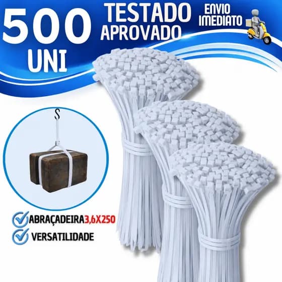 Abraçadeira Nylon Enforca Gato 3,6x250mm Cintas Plásticas Fita Hellermann Lacre Branca Multiuso