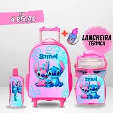 Kit Mochila Escolar Stitch + Lancheira Térmica + Estojo