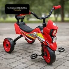 Triciclo Infantil Estilo Moto Vermelho Seguro Confortavel Diversao Crianças