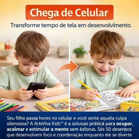 Livro de Colorir Infantil Educativo 50 Desenhos ArteViva Kids™