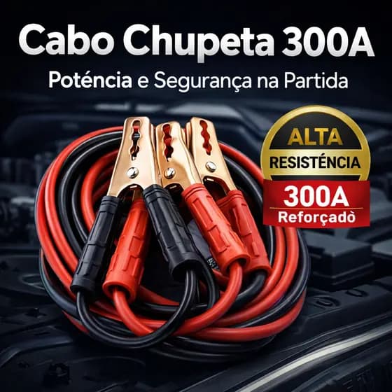Cabo Chupeta 300A 2,2m Cabo Auxiliar de Partida Bateria Automotiva Reforçado