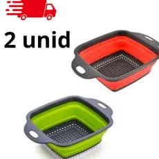 kit 2 Escorredor de macarrão e alimentos Retrátil de Silicone Quadrado Escolher Tamanho CM
