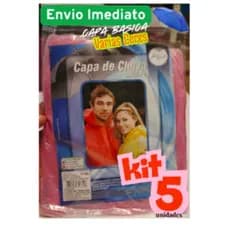 Kit 5 Capas de Chuva Adulto Básica Plástico Polietileno