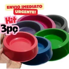 Kit 3 Comedouro ou Bebedouro Cores Aleatórias 1 litro com 22 cm redondo