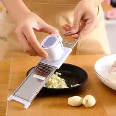 Ralador de Alho Inox com Protetor – Fatiador Prático