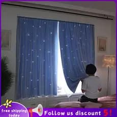Se7ven ✨Velcro curtains curtains easy to install cute non-perforated bedroom girl heart self-paste full blackout net red models simple type high blackout rental room