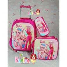 KIT MOCHILA ESCOLAR INFANTIL BARBIE /COM RODINHAS / KIT MOCHILA+ LANCHEIRA+ ESTOJO/MOCHILA MENINA / KIT MOCHILA 2026 3D