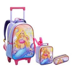 KIT MOCHILA ESCOLAR DE RODINHAS SEREIA/ KIT MOCHILA + LANCHEIRA + ESTOJO/ KIT MOCHILA PARA MENINA MOCHILA SEANITE/MENINA
