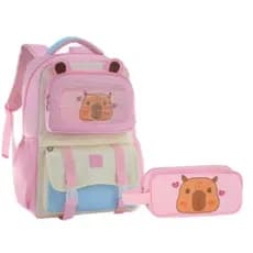 KIT MOCHILA JUVENIL FEMININA COM ESTOJO CAPIVARA ESCOLAR YEPP/ MOCHILA CAPIVARA/ MOCHILA MENINA/ MOCHILA DE COSTAS/ 2026