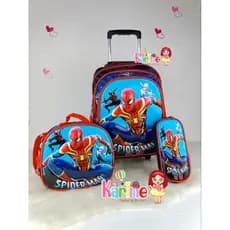 KIT MOCHILA ESCOLAR INFANTIL HOMEM ARANHA 3D COM RODINHAS/MOCHILA LANCHEIRA TÉRMICA ESTOJO/MOCHILA PARA MENINO/SPIDERMAN