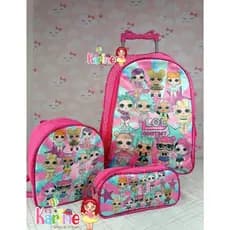 KIT MOCHILA ESCOLAR INFANTIL LOL SURPRISE COM RODINHAS/MOCHILA LANCHEIRA TÉRMICA ESTOJO/MOCHILA PARA MENINA/LOL SURPRISE