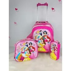 KIT MOCHILA ESCOLAR INFANTIL PRINCESAS COM RODINHAS / KIT MOCHILA + LANCHEIRA+ ESTOJO/MOCHILA MENINA KIT MOCHILA 2026 3D