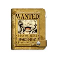 Lei Trafalgal One Piece Luffy Procura-Se Novo Botão De Couro Curto PU Carteira Com Zíper Bolsa Bifold
