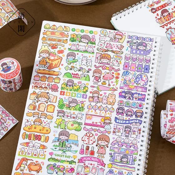 1 Rolo A Noite Branca Série De Conto De Fadas Dos Desenhos Animados Bonito Meninas DIY Mão-Conta Liberação Adesivos De L