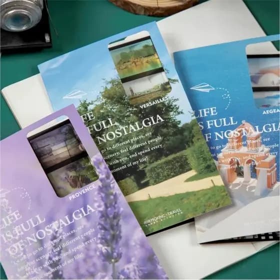 3 Folhas/Pacote A Vida Está Cheia De Nostalgia Série De Paisagem Estilo Filme PET Mão Livro Diário Decoração DIY Adesivo