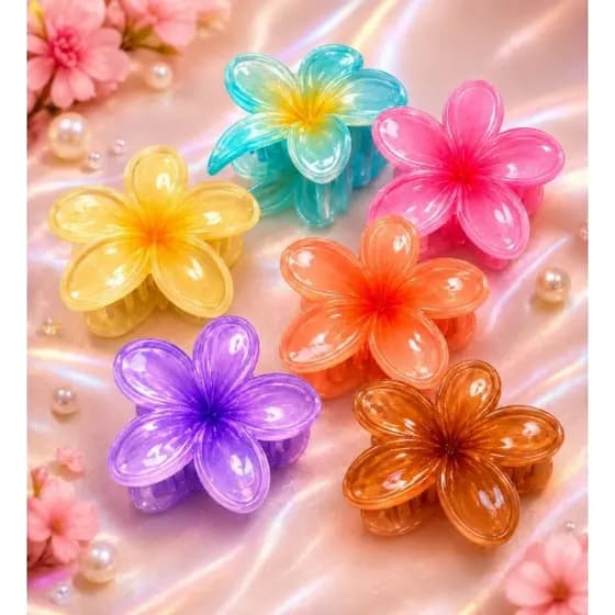 Presilha/Garra de cabelo floral/piranha de cabelo em forma de flor Havaiana Luxo/grampo de plástico resistente