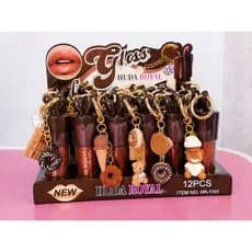 Lip Gloss Chocolate Huda Royal Chaveiro Brilho Intenso Hidratante Charmoso Feminino para Bolsa e Presentear 💖