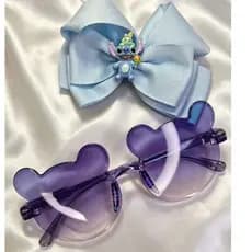 óculos de sol infantil +laço Stitch /laço com óculos  de sol infantil Stitch / laço azul / óculos de sol infantil
