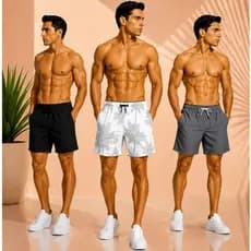 Kit 3 Shorts Masculino Mauricinho Tactel Grosso Premium Liso Estampado C 3 Bolsos Bermuda Moda Praia