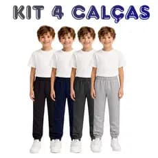 Kit 4 Calças Moletom Kyly Infanto Juvenil Flanelada Menino Menina Inverno Felpada Unissex Escolar
