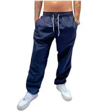 Calça Tactel Grosso Masculina C Elástico E Cordão Para Amarrar Lisa Costura Reforçada Com 3 Bolsos